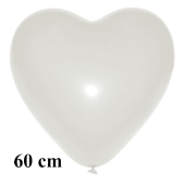 Großer Herzluftballon weiß, 60 cm