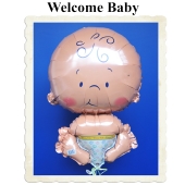 Großer luftballon aus Folie: Welcome Baby. Ballon zur Geburt mit Ballongas Helium