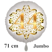 Großer Zahl 44 Luftballon aus Folie zum 44. Geburtstag, 71 cm, Weiß/Gold, heliumgefüllt