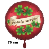 Großer Silvester Luftballon: Glückliches Neues Jahr! Satin de Luxe, rot, 70 cm