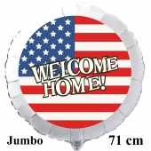 Großer Welcome Home USA Luftballon aus Folie, 71 cm Rundballon mit Helium-Ballongas