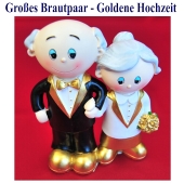 grosses-brautpaar-goldene-hochzeit-tischdekoration