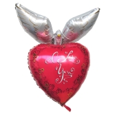Großes I Love you Herz mit Taube, 3D Luftballon aus Folie