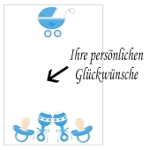 Grusskarte, Babysachen Junge zu Taufe, Babyparty und Geburt