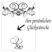 Grußkarte mit florale Ornamenten und Herzen zur Hochzeit