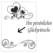 Grußkarte mit Herzen und Ornamente zur Hochzeit