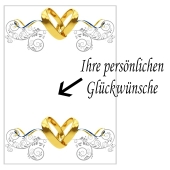 Grußkarte mit Trauringe und Ornamenten zur Hochzeit