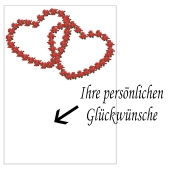 Grußkarte mit Rosenherzen zur Hochzeit und Rosenhochzeit