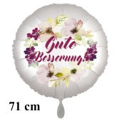 Gute Besserung. Rundluftballon aus Folie, satin-weiß-flowers, 71 cm