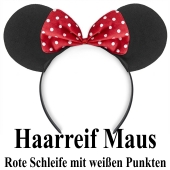 Haarreif Maus Rote Schleife mit weißen Punkten, zu Hen Night, Hen Party und Junggesellinnenabschied