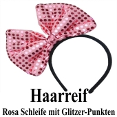 Haarreif mit-rosa Schleife und Glitzer-Punkten, zu Hen Night, Hen Party und Junggesellinnenabschied