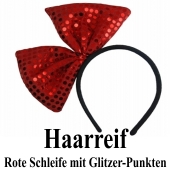 Haarreif mit roter Schleife und Glitzer-Punkten, zu Hen Night, Hen Party und Junggesellinnenabschied