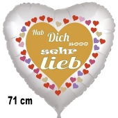 Hab Dich sooo sehr lieb, Herzluftballon aus Folie, 71 cm, satin, ohne Helium