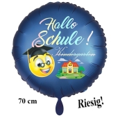 Hallo Schule! Kindergarten aus.. Luftballon aus Folie, 70 cm, inklusive Helium, Satin de Luxe, blau