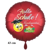 Hallo Schule! Kindergarten aus.. Luftballon aus Folie, 45 cm, inklusive Helium, Satin de Luxe, rot