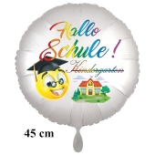 Hallo Schule! Kindergarten aus.. Luftballon aus Folie, 45 cm, inklusive Helium, Satin de Luxe, weiß