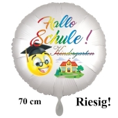 Hallo Schule! Kindergarten aus.. Luftballon aus Folie, 70 cm, inklusive Helium, Satin de Luxe, weiß
