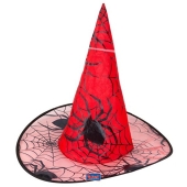 Hexenhut, rot mit Spinnweben zu Halloween