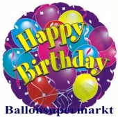 Happy Birthday mit Luftballons Folien-Luftballon, ungefüllt