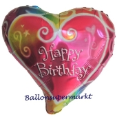 Herzluftballon zum Geburtstag, Happy Birthday, Watercolor