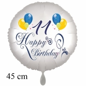 Luftballon zum 11. Geburtstag, Happy Birthday - Balloons