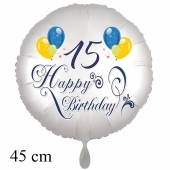 Luftballon zum 15. Geburtstag, Happy Birthday - Balloons