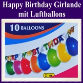 Happy Birthday Girlande mit Luftballons