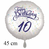 Luftballon zum 10. Geburtstag, Happy Birthday - Konfetti