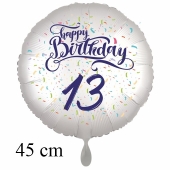 Luftballon zum 13. Geburtstag, Happy Birthday - Konfetti