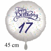 Luftballon zum 17. Geburtstag, Happy Birthday - Konfetti