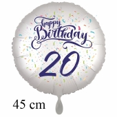 Luftballon zum 20. Geburtstag, Happy Birthday - Konfetti