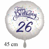Luftballon zum 26. Geburtstag, Happy Birthday - Konfetti