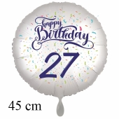 Luftballon zum 27. Geburtstag, Happy Birthday - Konfetti