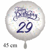 Luftballon zum 29. Geburtstag, Happy Birthday - Konfetti