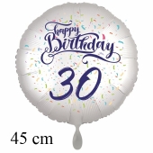 Luftballon zum 30. Geburtstag, Happy Birthday - Konfetti