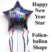 Happy New Year Silvester Stern-Luftballon aus Folie mit Helium