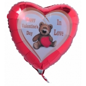Happy Valentines Day Luftballon, In Love Bärchen mit Helium