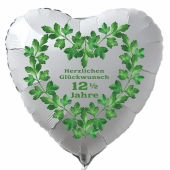 Weißer Herzluftballon aus Folie zur Petersilienhochzeit, Herzlichen Glückwunsch 12 ½ Jahre