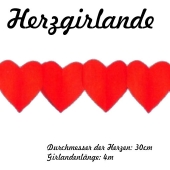 Herzgirlande in Rot, 40 cm