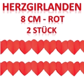 Herzgirlanden Rote, 8 cm, 2 Stück