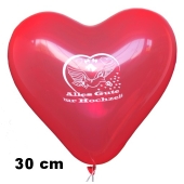 Herzluftballons in Rot, Alles Gute zur Hochzeit, 30 cm
