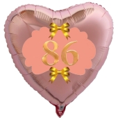 Herzluftballon aus Folie, Rosegold, zum 86. Geburtstag, Rosa-Gold