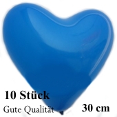 Herzluftballons Blau, Gute Qualität, 10 Stück, 30 cm