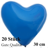 Herzluftballons Blau, Gute Qualität, 20 Stück, 30 cm