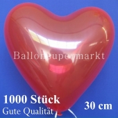 Herzluftballons Kristallrot, Gute Qualität, 1000 Stück, 30 cm
