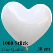 Herzluftballons Weiß, Gute Qualität, 1000 Stück, 30 cm