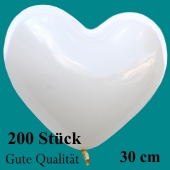Herzluftballons Weiß, Gute Qualität, 200 Stück, 30 cm