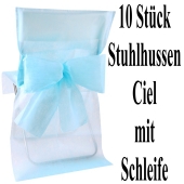 Stuhlhussen, Himmelblau, mit Schleife, 10 Stück