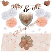 Alles Liebe zur Hochzeit Deko-Set zur Hochzeit in Rosegold und Weiß