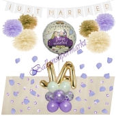 Just Married Deko-Set zur Hochzeit in Gold, Flieder und Creme